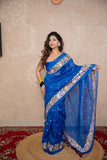 Neerja- Blue Floral Silk Saree
