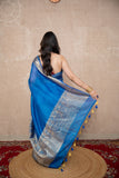 Nilaya- Blue Silk Linen Saree