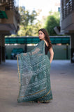 Olive Whisper - Green Dabu Kota Doria Saree