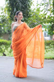 Orange Lush- Kota Doria Saree