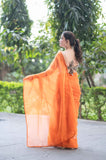 Orange Lush- Kota Doria Saree