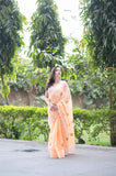 Peach Petal- Embroidered Kota Doria Saree