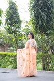 Peach Petal- Embroidered Kota Doria Saree