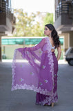 Plum Allure- Embroidered Kota Doria Saree