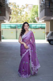 Plum Allure- Embroidered Kota Doria Saree
