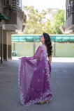 Plum Allure- Embroidered Kota Doria Saree