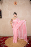 Padmaja- Pink Silk Linen Saree