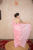Padmaja- Pink Silk Linen Saree