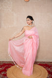 Padmaja- Pink Silk Linen Saree