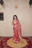 Pink Glow- Pink Zari Linen Saree