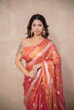 Pink Glow- Pink Zari Linen Saree