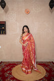 Pink Glow- Pink Zari Linen Saree