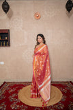 Pink Glow- Pink Zari Linen Saree