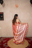 Pink Glow- Pink Zari Linen Saree