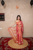 Pink Glow- Pink Zari Linen Saree
