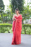 Ruby Glow- Red Kota Doria Saree