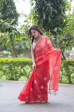 Ruby Vein- Red Kota Doria Saree