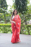 Ruby Vein- Red Kota Doria Saree