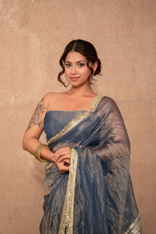 Rangnoor- Blue Gota Work Saree