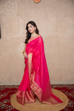 Rangrali - Pink Silk Linen Saree