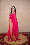 Rangrali - Pink Silk Linen Saree