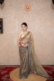 Renuka- Black Tissue Saree with Border