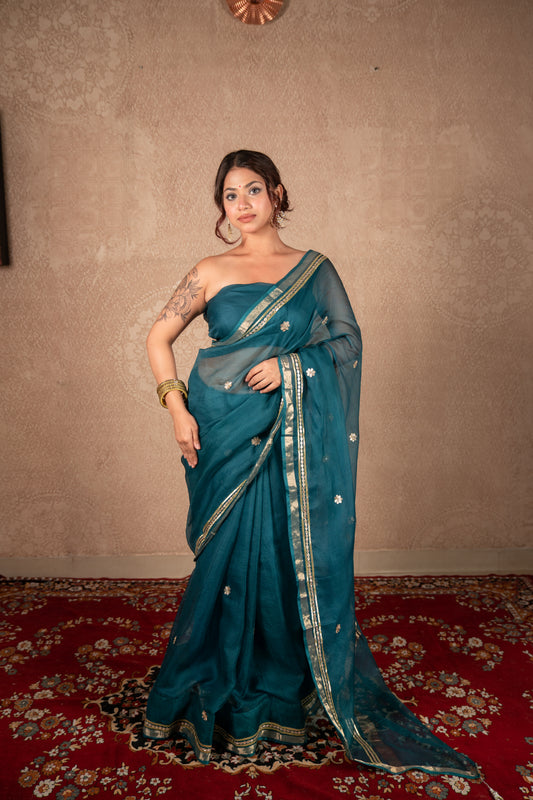 Rooh- Blue Kota Silk Saree