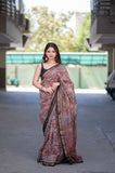 Saanvika- Red Bagru Maheshwari Silk Saree