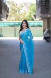 Serene Drift- Blue Kota Doria Saree