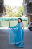 Serene Drift- Blue Kota Doria Saree