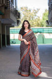 Sitara- Black Bagru Maheshwari Silk Saree