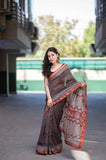 Sitara- Black Bagru Maheshwari Silk Saree