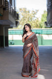 Sitara- Black Bagru Maheshwari Silk Saree
