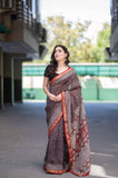 Sitara- Black Bagru Maheshwari Silk Saree