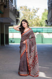 Sitara- Black Bagru Maheshwari Silk Saree