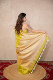 Sakhi- Green Zari Saree with temple border