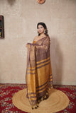 Seher- Copper Saree with Zari stripes