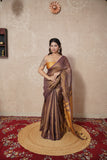 Seher- Copper Saree with Zari stripes