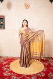 Seher- Copper Saree with Zari stripes