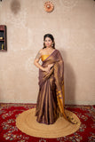 Seher- Copper Saree with Zari stripes