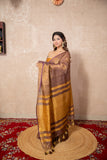 Seher- Copper Saree with Zari stripes