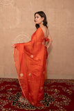 Sitara- Orange floral Kota Silk Saree
