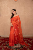 Sitara- Orange floral Kota Silk Saree