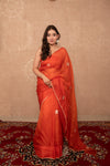 Sitara- Orange floral Kota Silk Saree