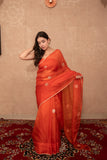 Sitara- Orange floral Kota Silk Saree