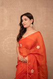 Sitara- Orange floral Kota Silk Saree