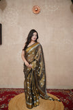 Sunahli - Copper Zari Linen Saree