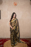 Sunahli - Copper Zari Linen Saree