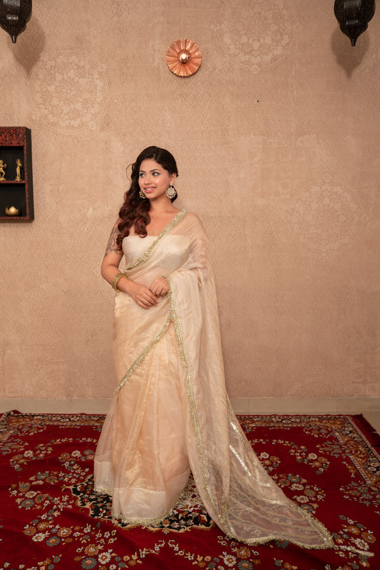 Sunehri- White Gota Work Saree