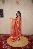 Suvarna Lahar- Orange Zari Linen Saree